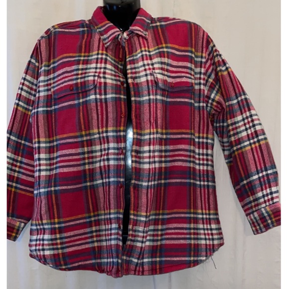 NEW Red Plaid Shacket, Size Medium - Picture 2 of 5